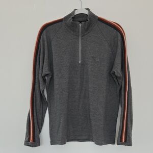 Men's Gray Half-Zip Icebreaker merino wool sweater gray warm outdoor Medium